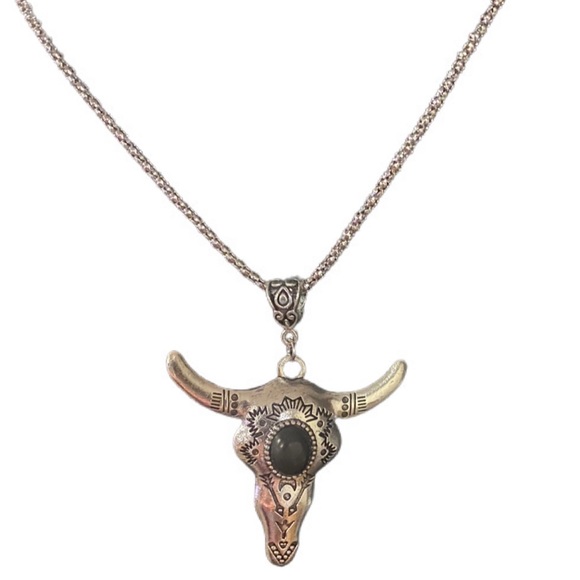 ❌SOLD❌ 🆕 Gorgeous Antiqued Onyx Bull Head Necklace NWT - Picture 6 of 7